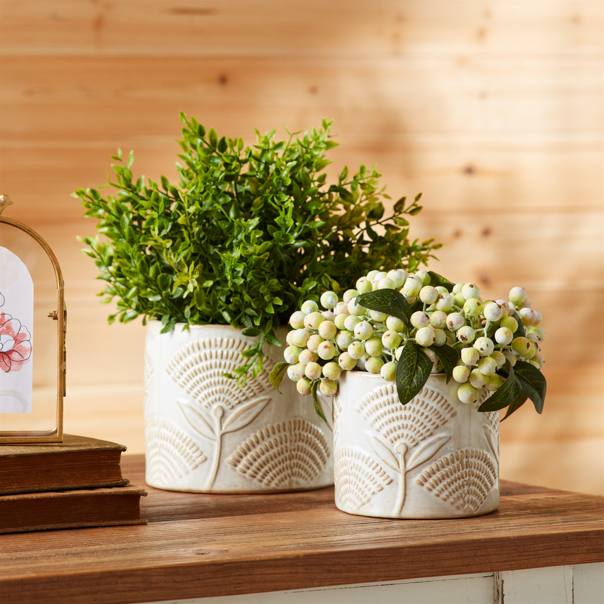 Porcelain Floral Patterned Planter (Set of 2)