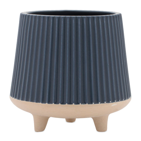 Ceramic Ribbed Footed Planter (Set of 2)