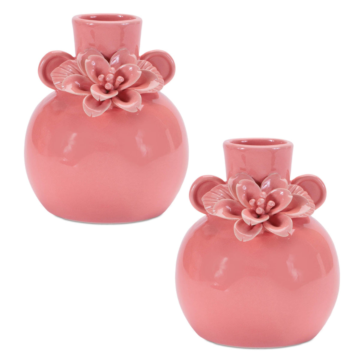 Storeware Bud Vase with Floral Accent (2 Set)