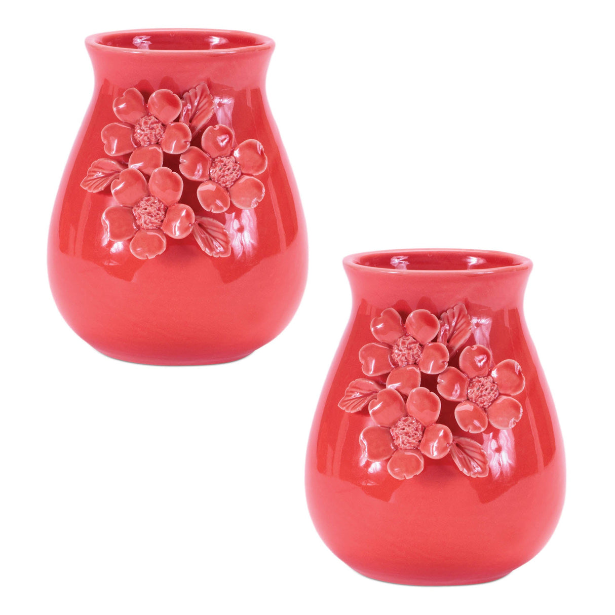 Storeware Vase with Floral Accent (Set of 2)
