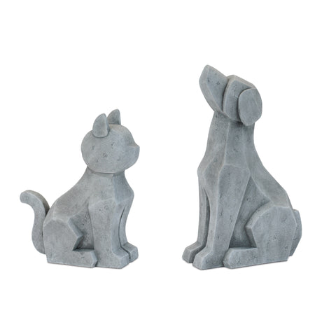 Modern-sitting-dog-and-cat-statue-(set-of-2)-Sculptures-&-Statues