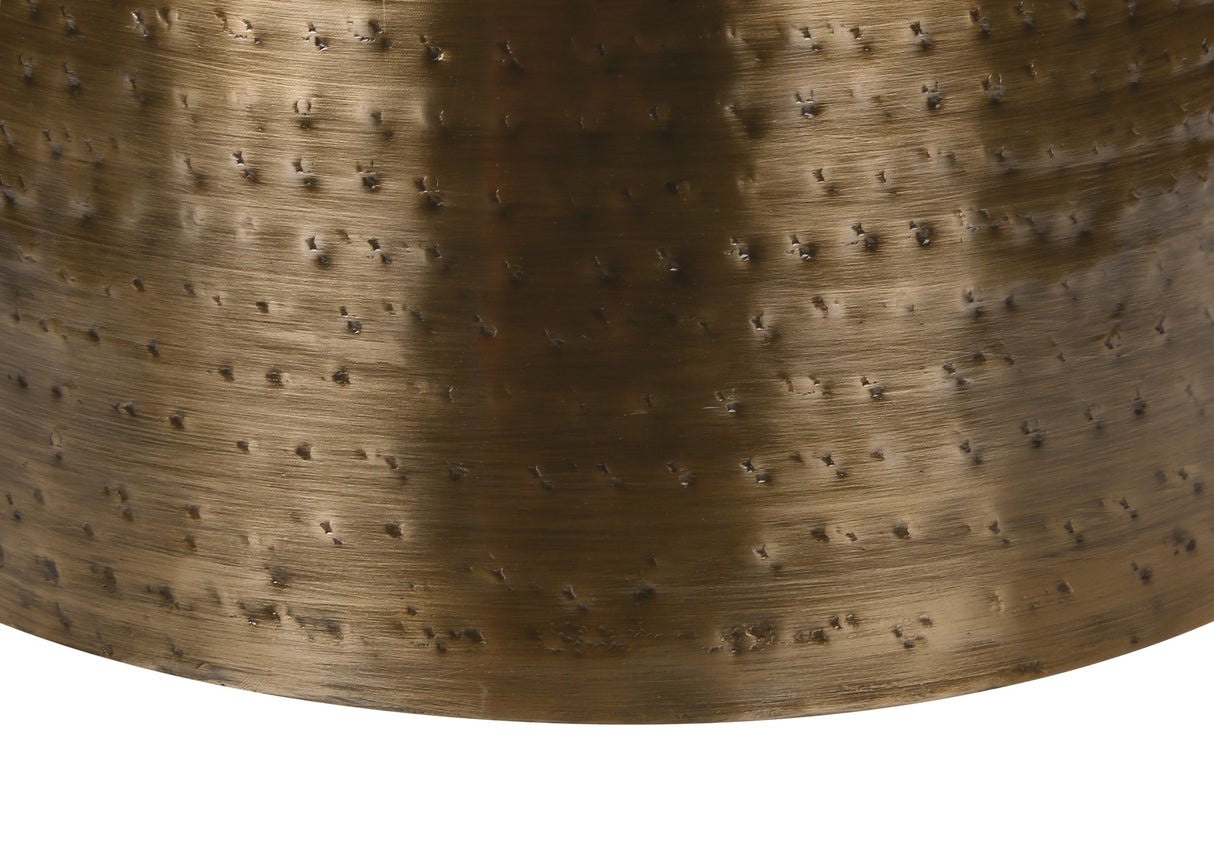 Arcanite End Table with Bell Shaped Base and Hammered Texture