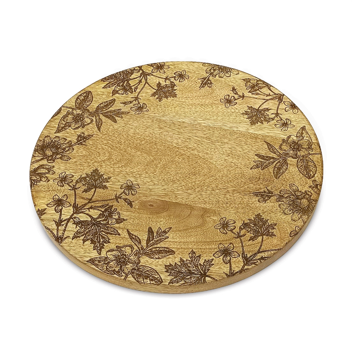 Floral-etched-mango-wood-tray-(set-of-2)-Serving-Trays