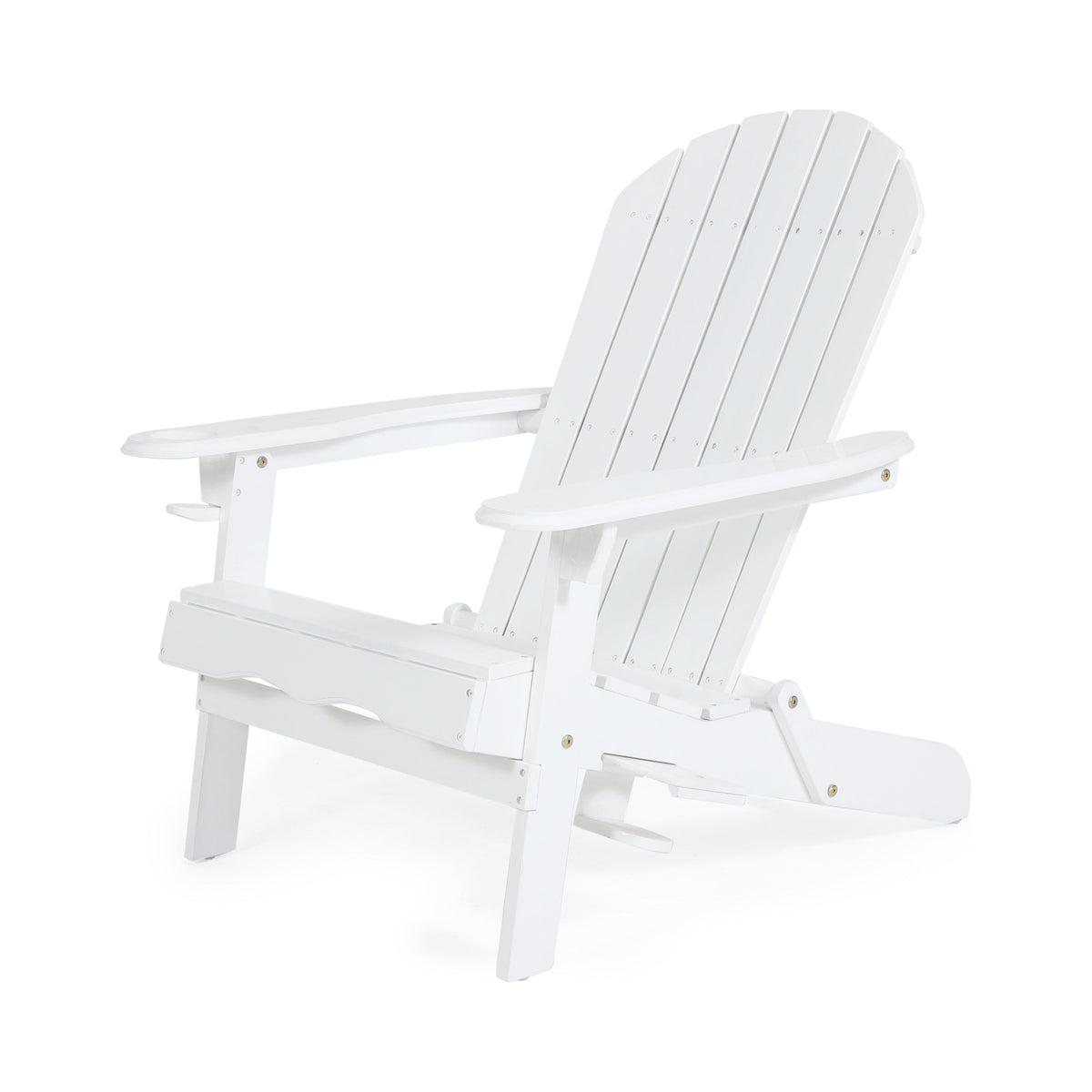 Zenithia Outdoor Foldable Adirondack Chair with 2 Cup Holders - White