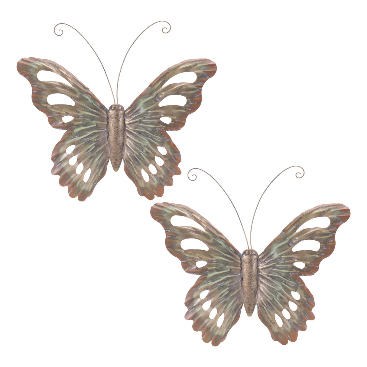 Distressed Metal Butterfly Wall Hanging (Set of 2)