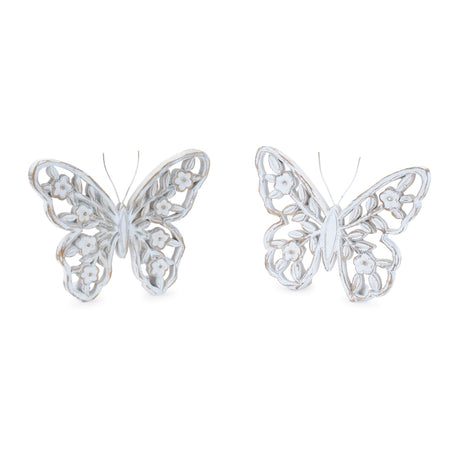 White-washed-floral-butterfly-décor-(set-of-2)-Decorative-Objects