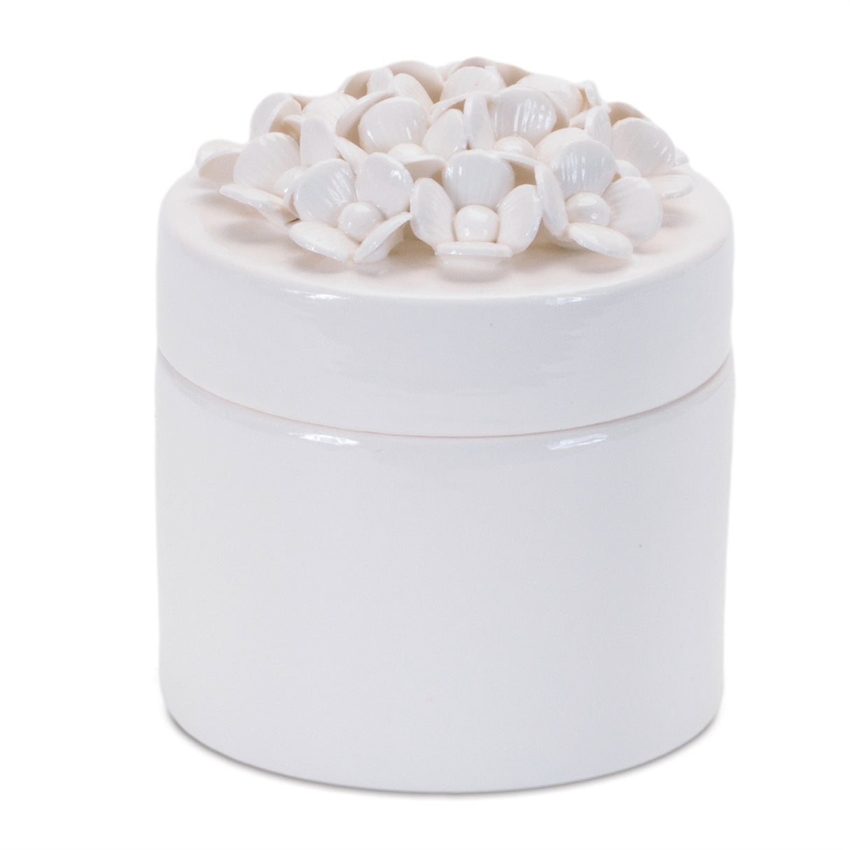 Stoneware Box with Floral Lid Accent (Set of 3)