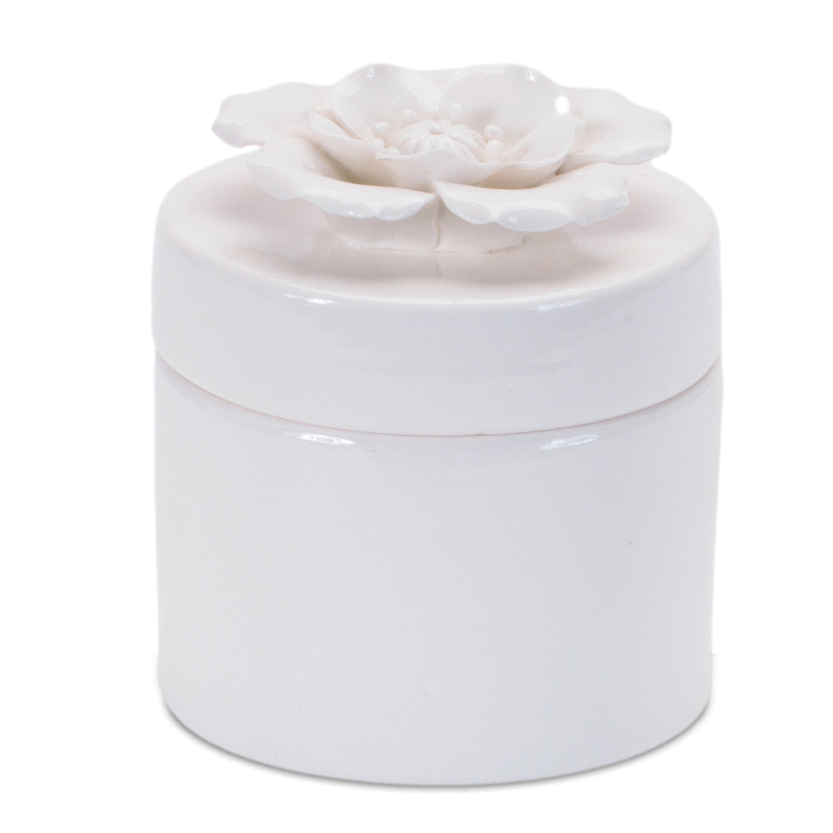 Stoneware Box with Floral Lid Accent (Set of 3)