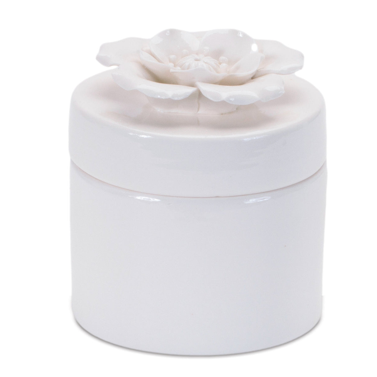 Stoneware Box with Floral Lid Accent (Set of 3)