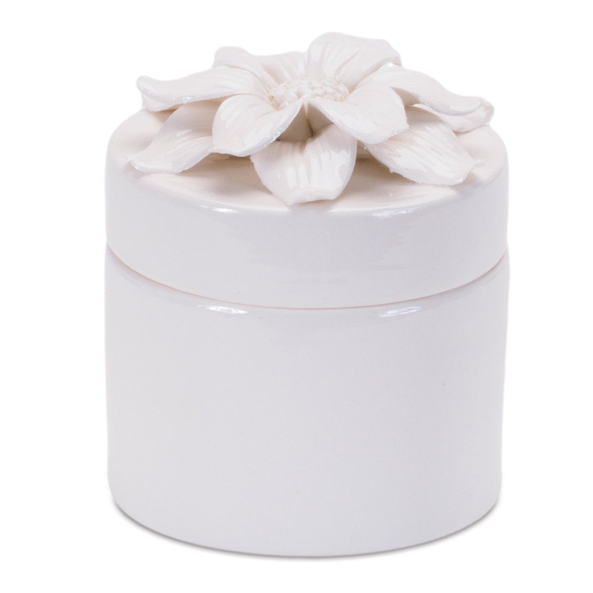 Stoneware Box with Floral Lid Accent (Set of 3)