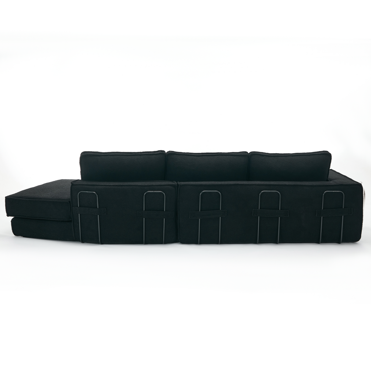 Folding Convertible Out Sleeper Sofa Bed 3-Seat Black