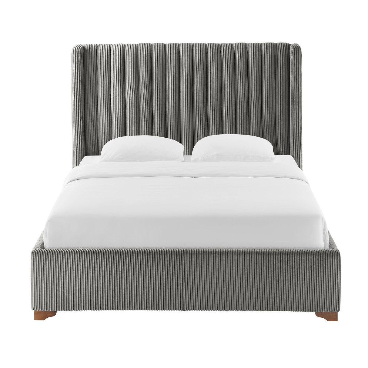 Corduroy Upholstered Wingback Bed Frame, No Box Spring