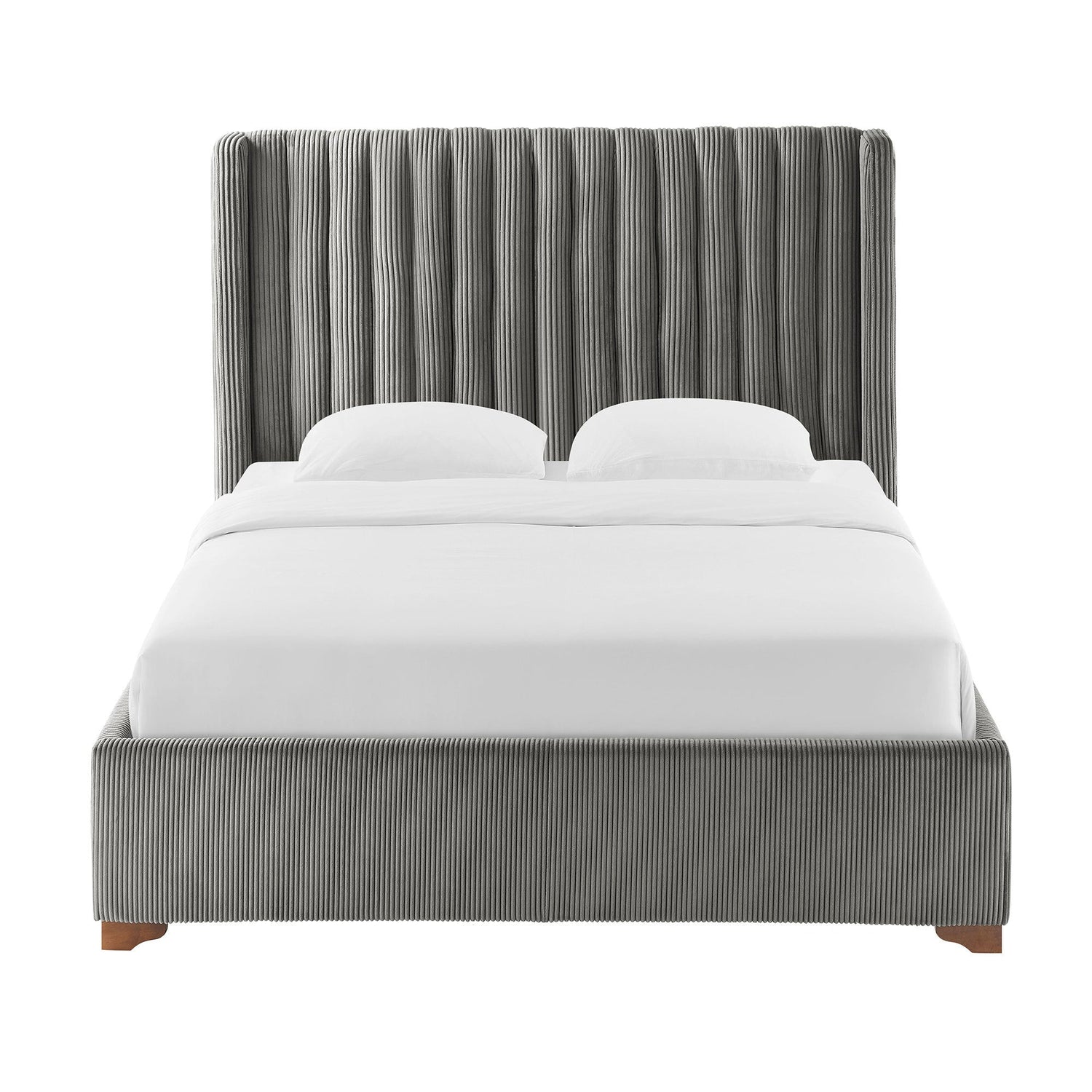 Corduroy Upholstered Wingback Bed Frame, No Box Spring