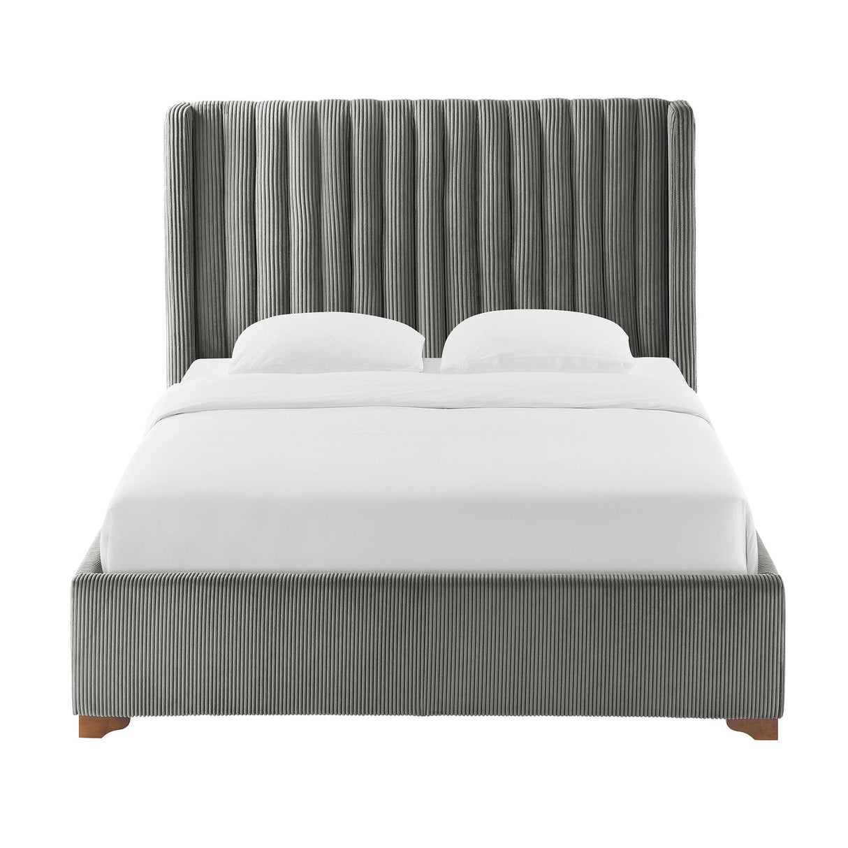 Corduroy Upholstered Wingback Bed Frame