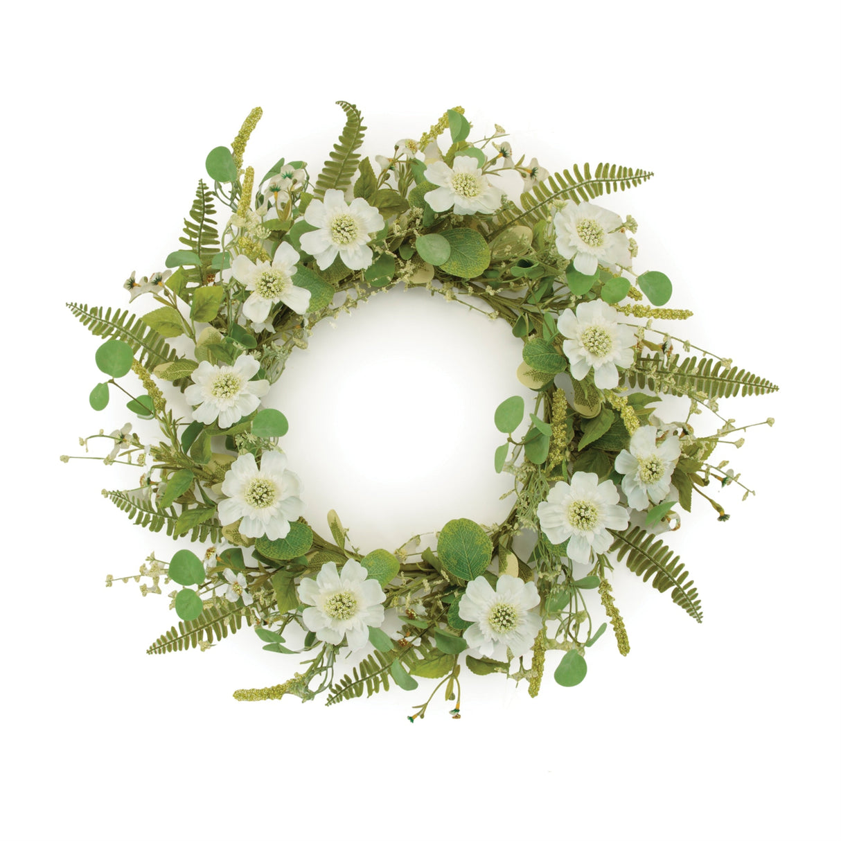 Mixed Pincushion Floral Wreath 22"D