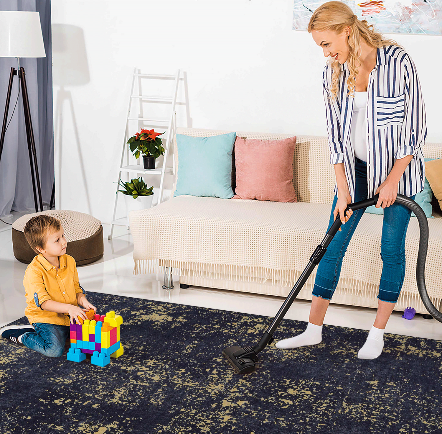 Naar Washable Area Rugs, Low-Pile, Non-Slip, Non-Shedding, Foldable, Kid & Pet Friendly