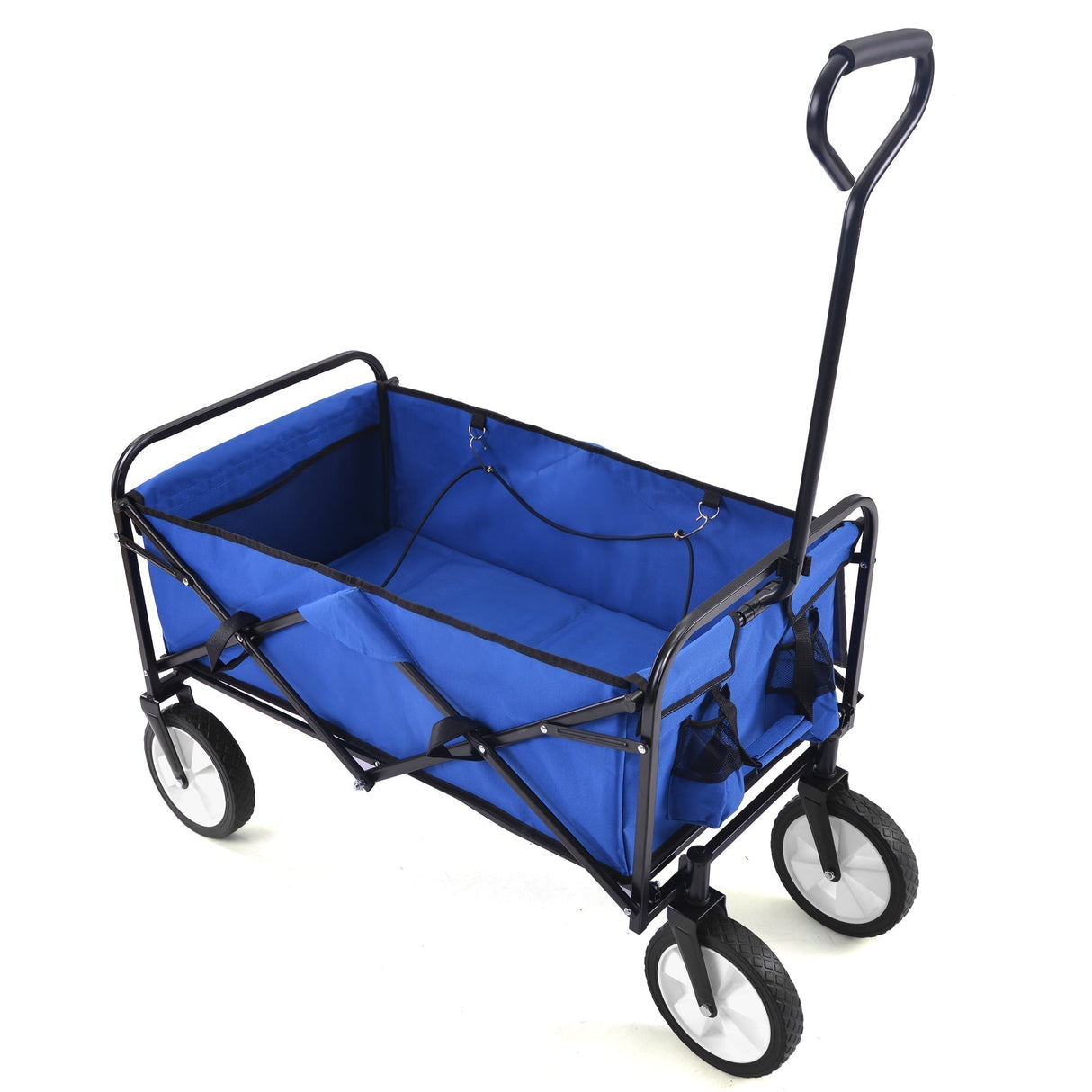 Folding Wagon Garden Shopping Beach Cart (Blue)