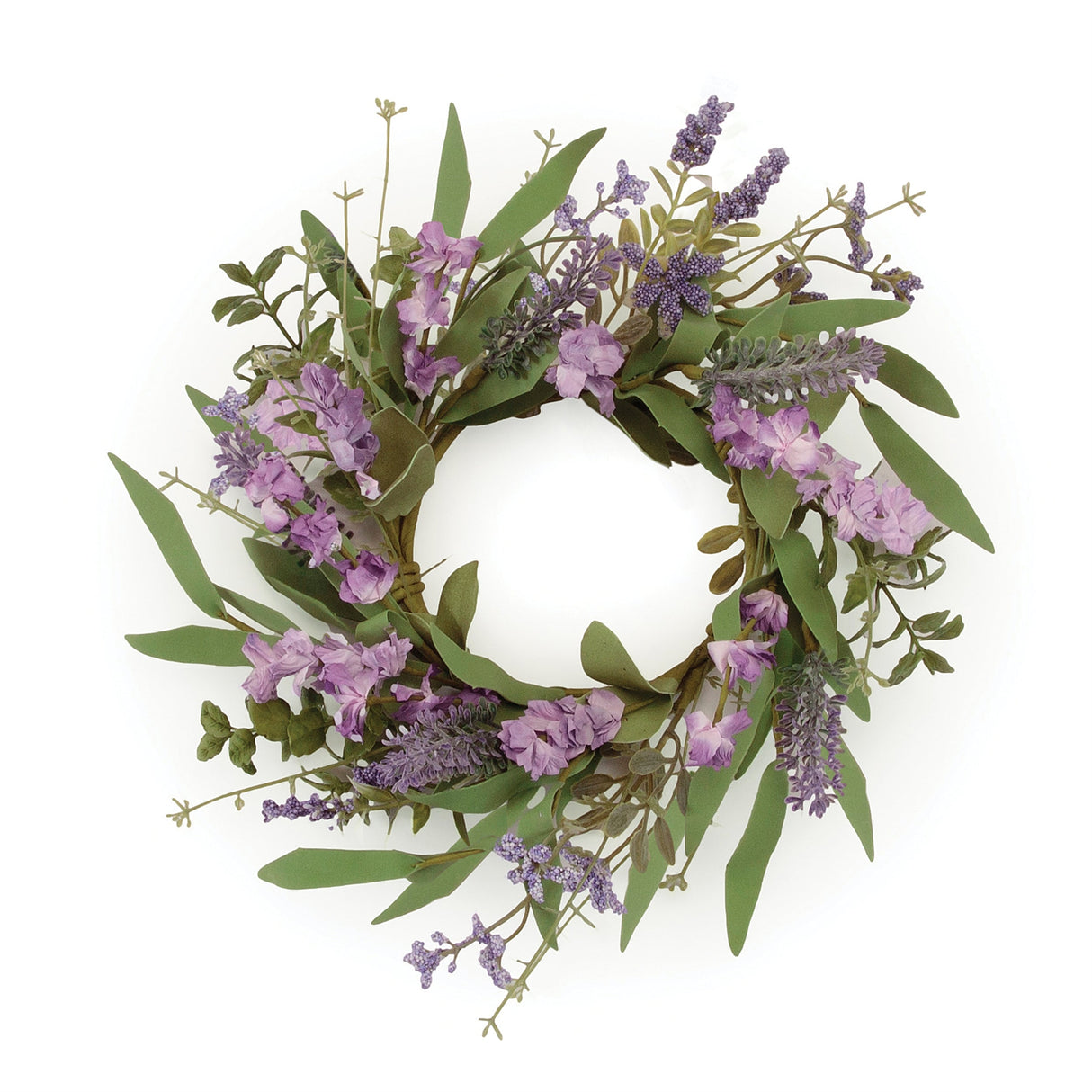 Mixed Lavender Floral and Foliage Candle Ring (Set of 2)