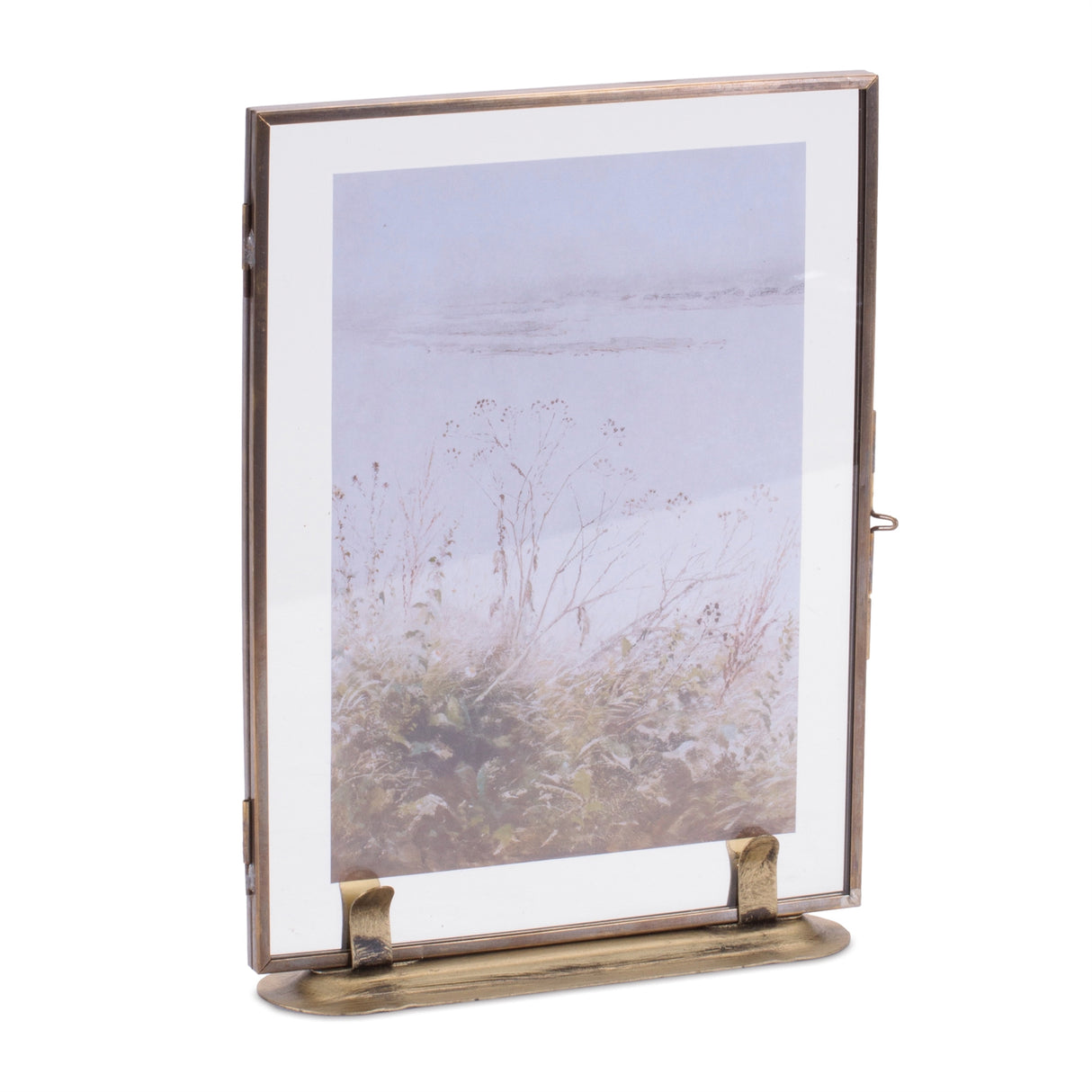 Copper framed floral artwork 7.5"l