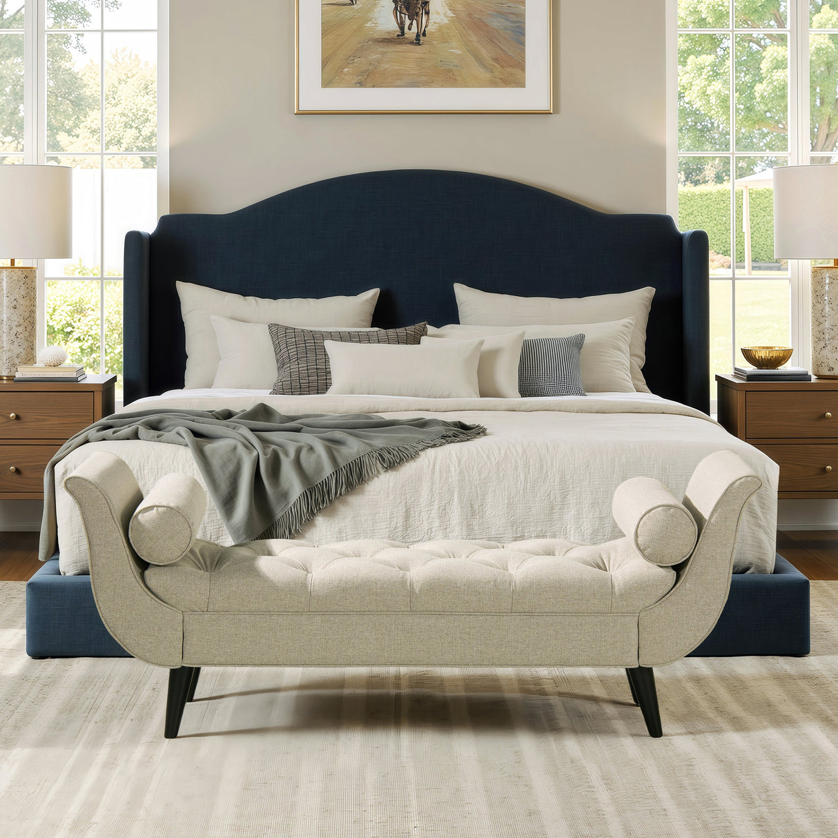 Alma Tufted Flared Arm Entryway Bench