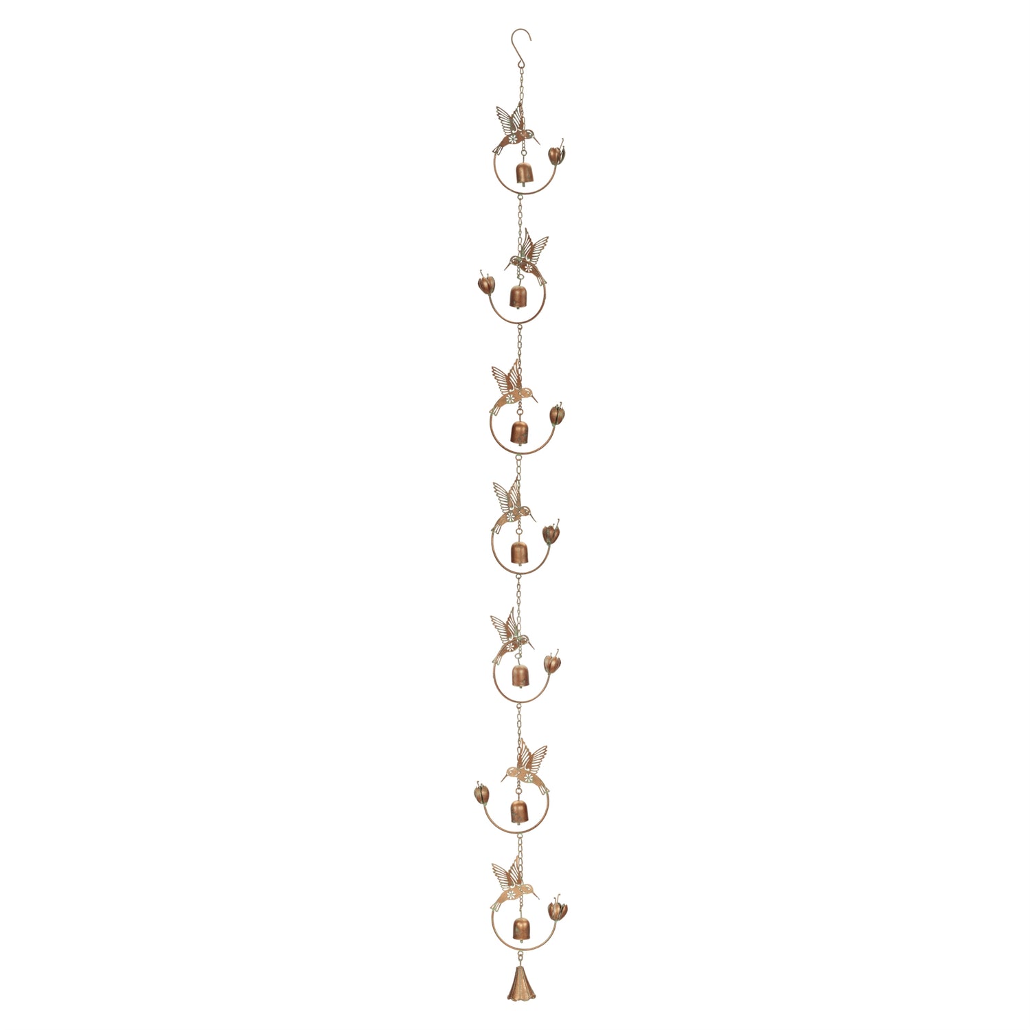 Iron Hummingbird and Bell Rain Chain