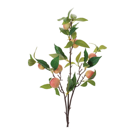 Peach-fruit-foliage-branch-(set-of-6)-Artificial-Flowering-Plants