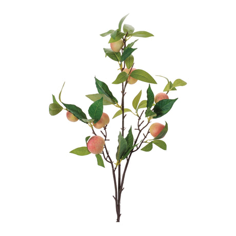 Peach-Fruit-Foliage-Branch-(Set-of-6)-Artificial-Flowering-Plants