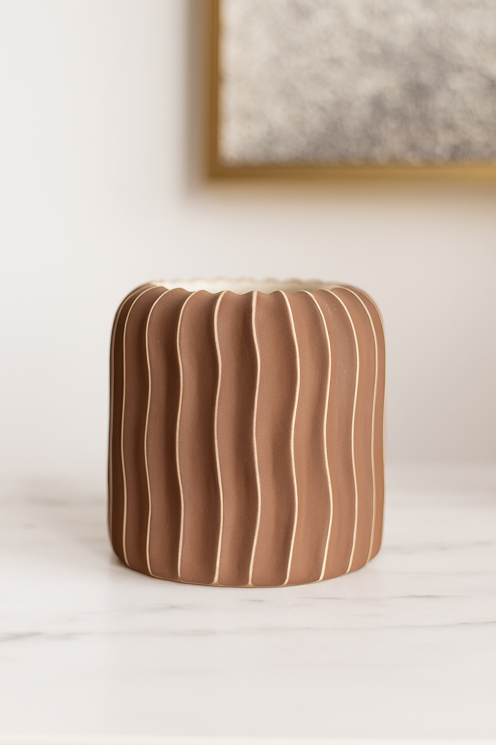 Wavy Ribbed Ceramic Vase (Set of 2)