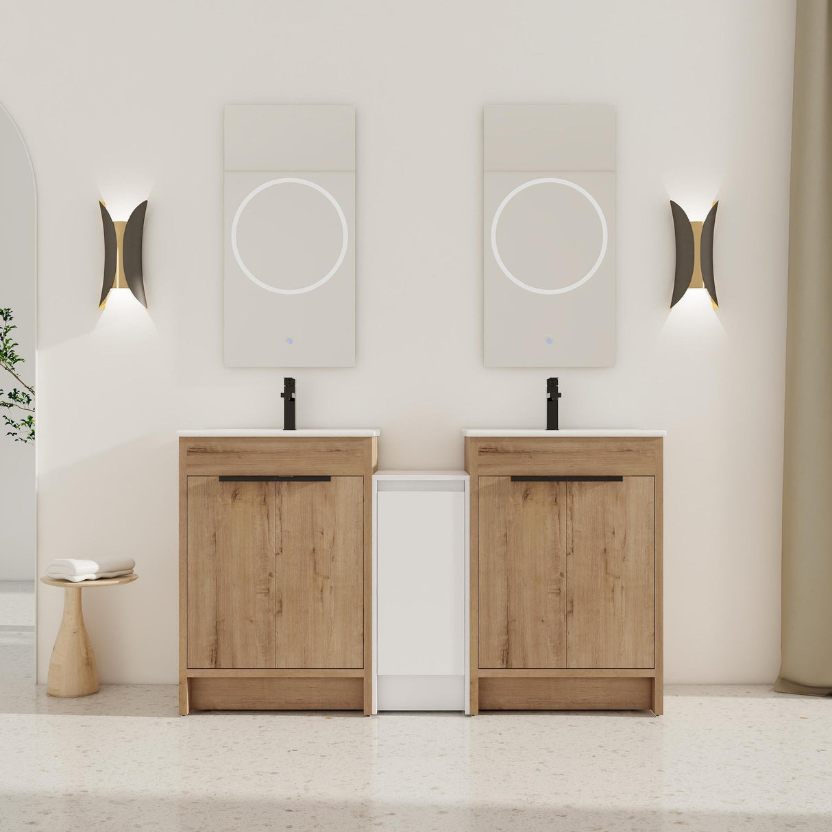60 Inch Freestanding Bathroom Vanity with Ceramic Sink