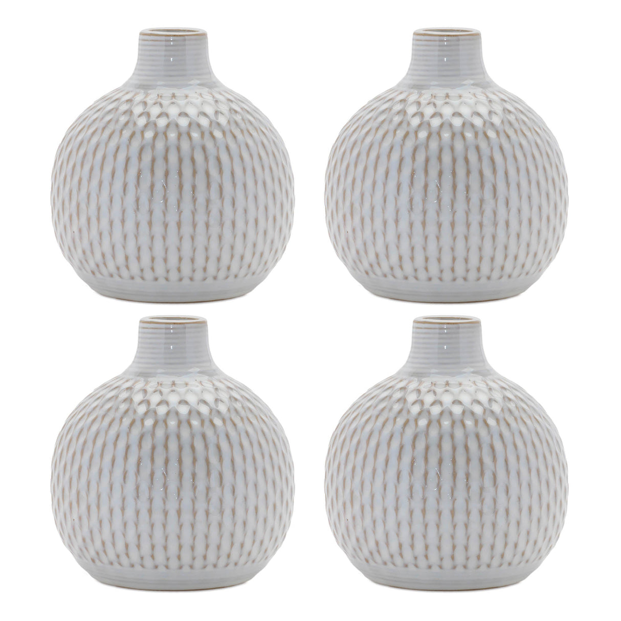 Notched Ceramic Bottle Vase (Set - 4)