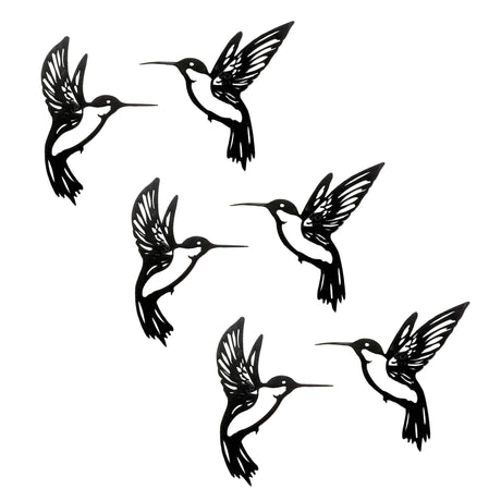 Metal-Hummingbird-Wall-Accent--(Set-of-6)-Outdoor-Wall-Decor
