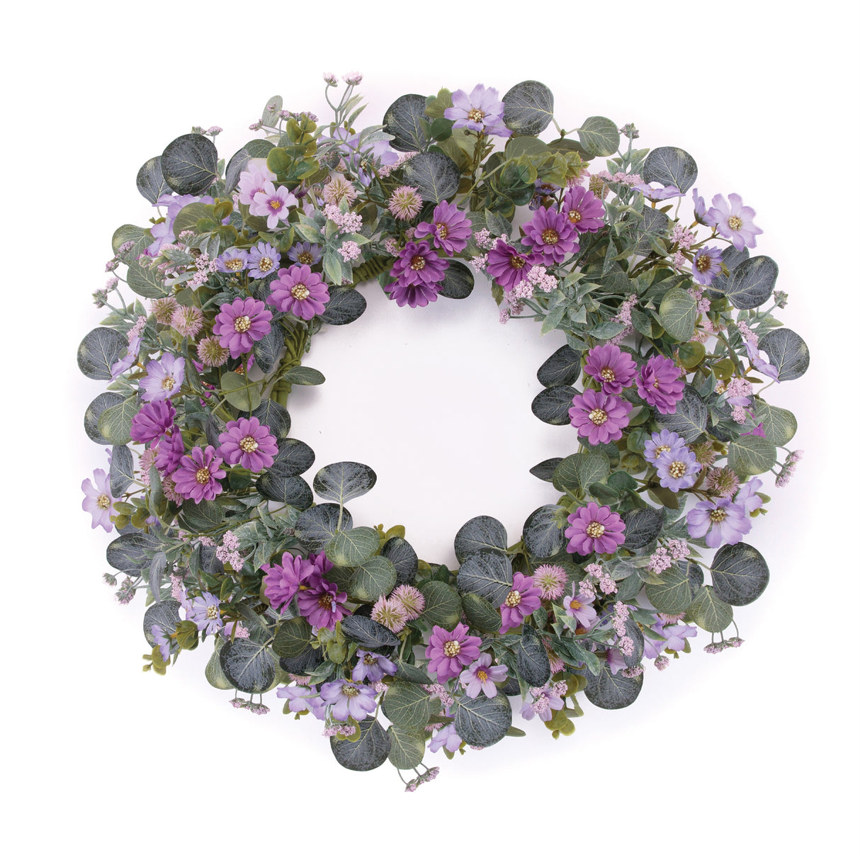 Mixed Daisy Floral and Thistle Wreath 22"D