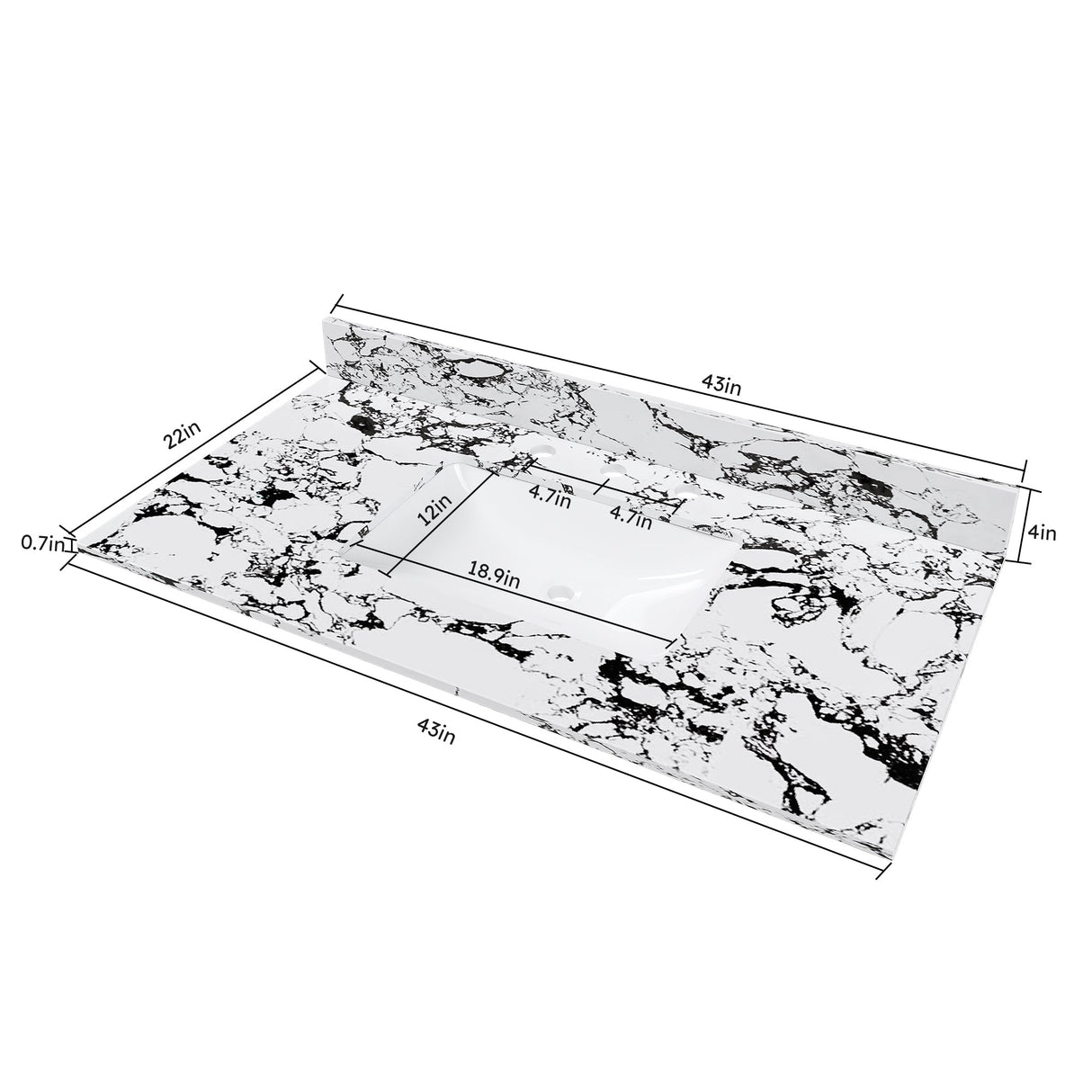 43"x22" Bathroom Vanity Top with Undermount Sink