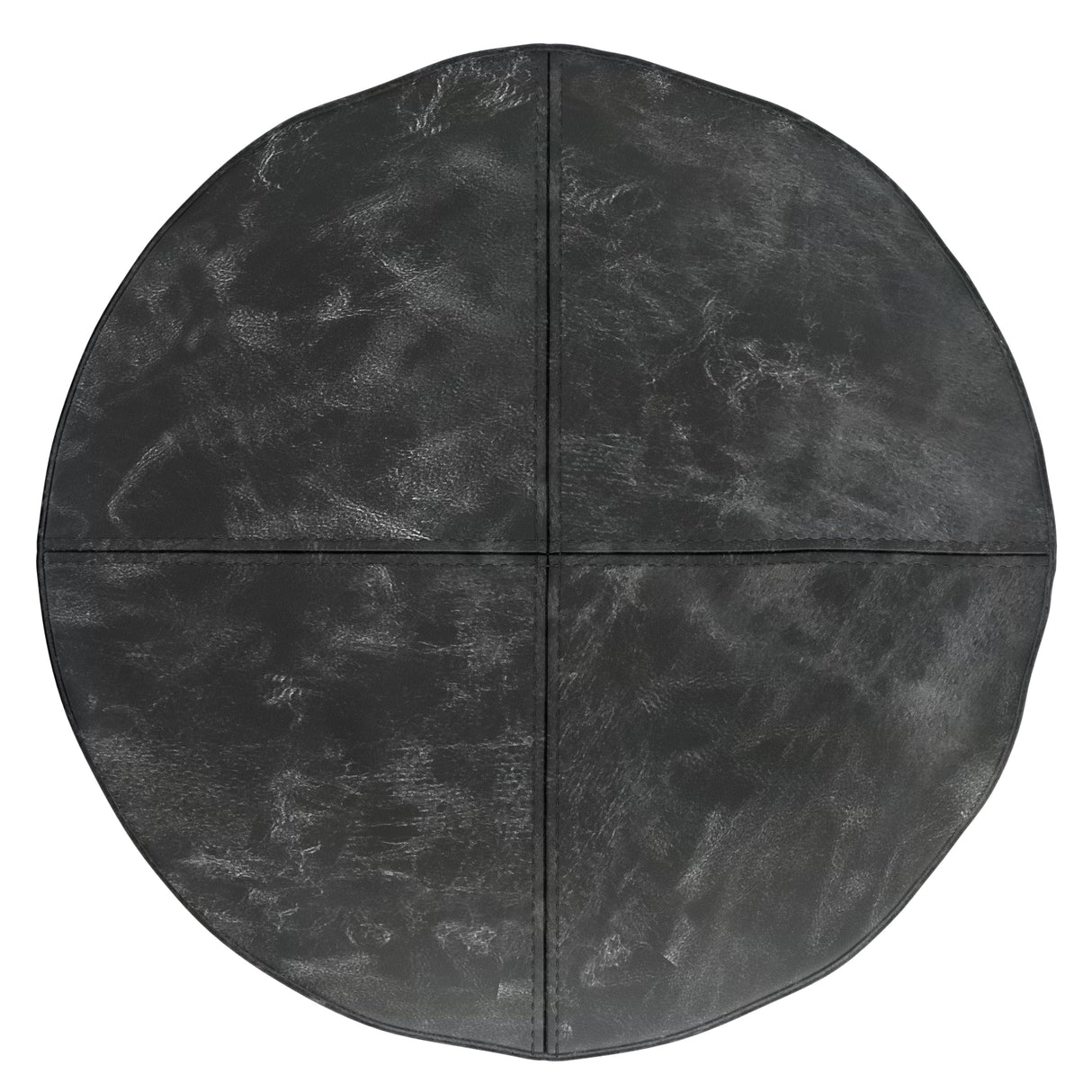 Connor Round Pouf - Distressed Black