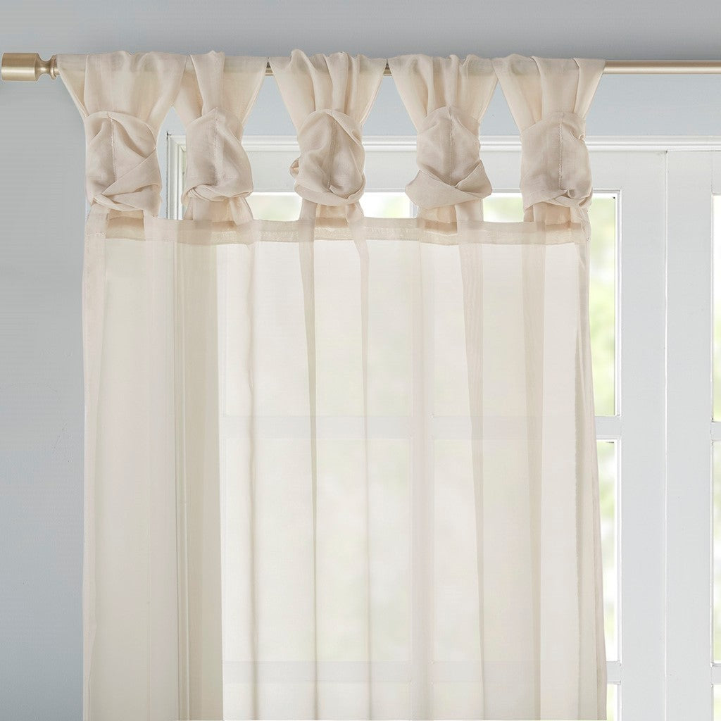 Twisted tab voile sheer window pair