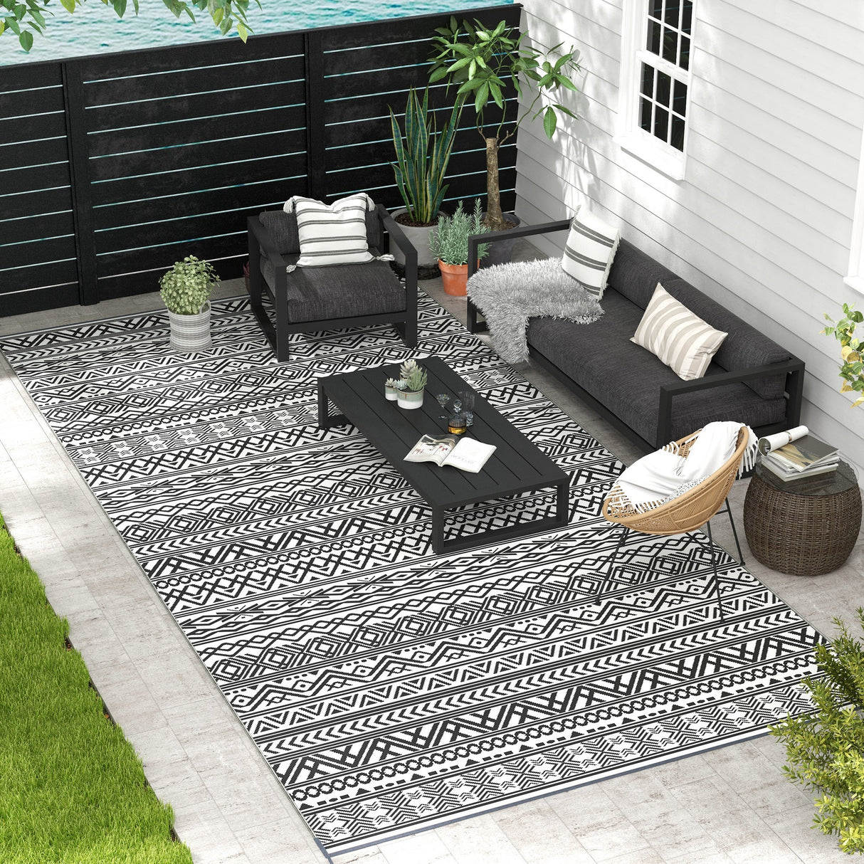 Reversible-outdoor-rug,-9'-x-18'-waterproof-plastic-straw-floor-mat,-gray-&-cream-white-boho-Outdoor-Rugs