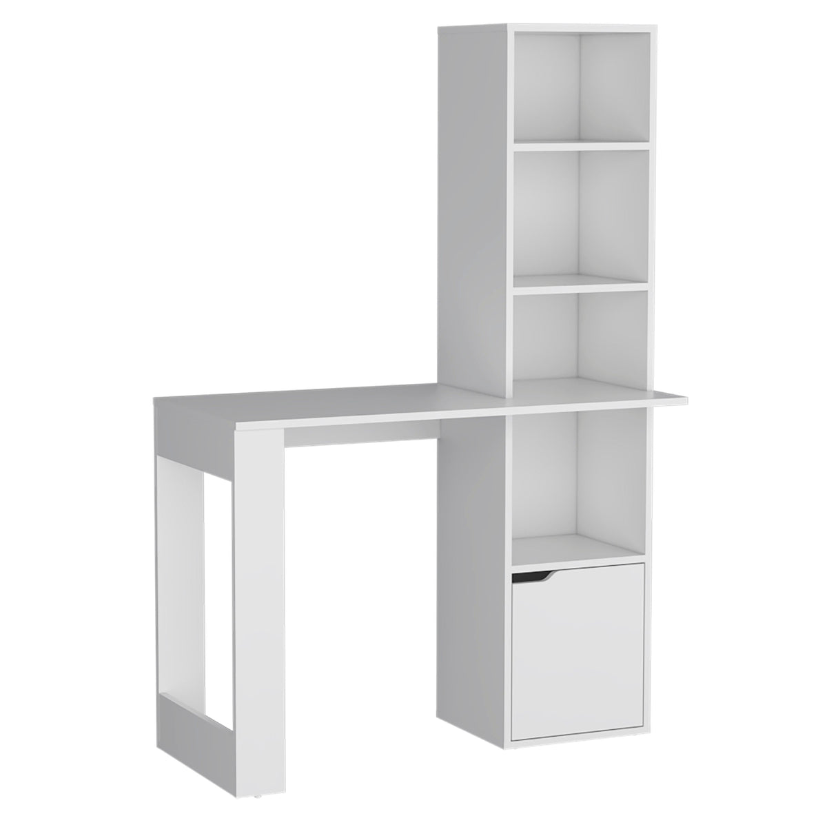 Iowa Computer Desk with 1-Cabinet and 4-Tier Bookcase