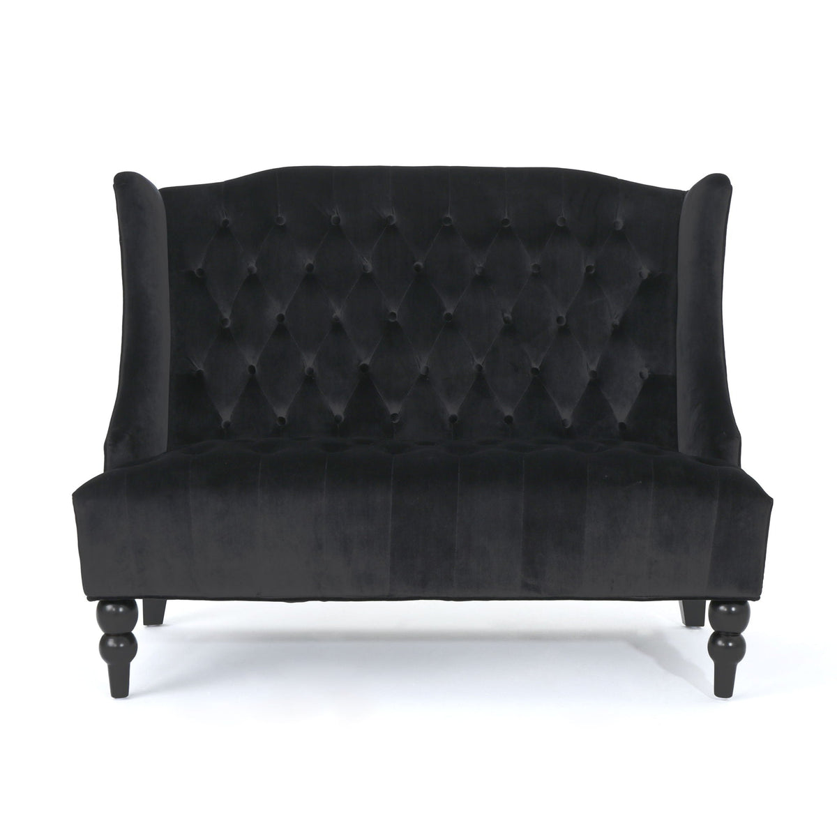 Upholstered Loveseat with Wing Back and Diamond Tufting - Multiple Colors