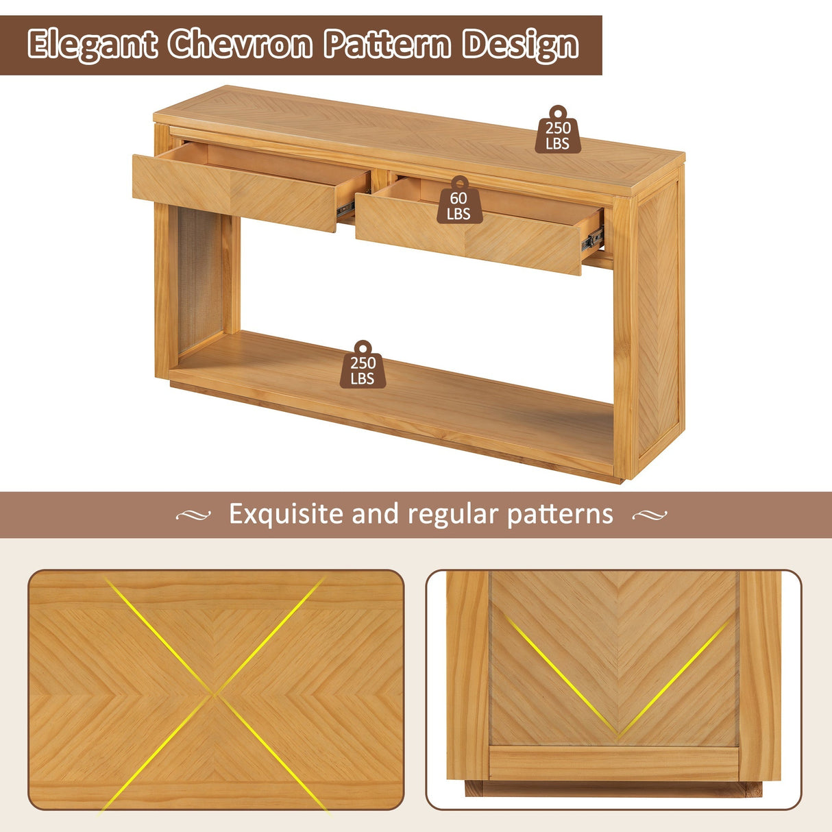 55' Console TableNatural