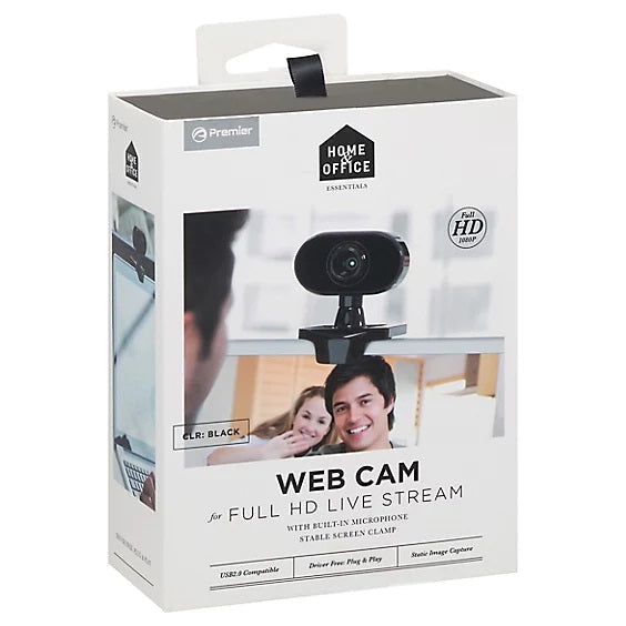 Web Cam Full HD 1080p Webcam with Built-in Microphone and Stable Screen Clamp