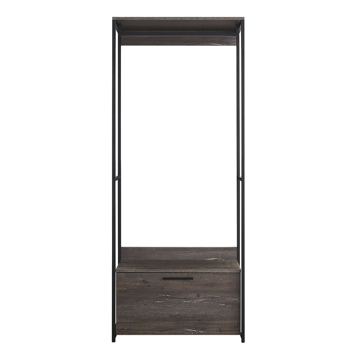 Dark Brown Walk-In Closet with Three Drawers and Shelf - Spacious, Eco-Friendly Storage