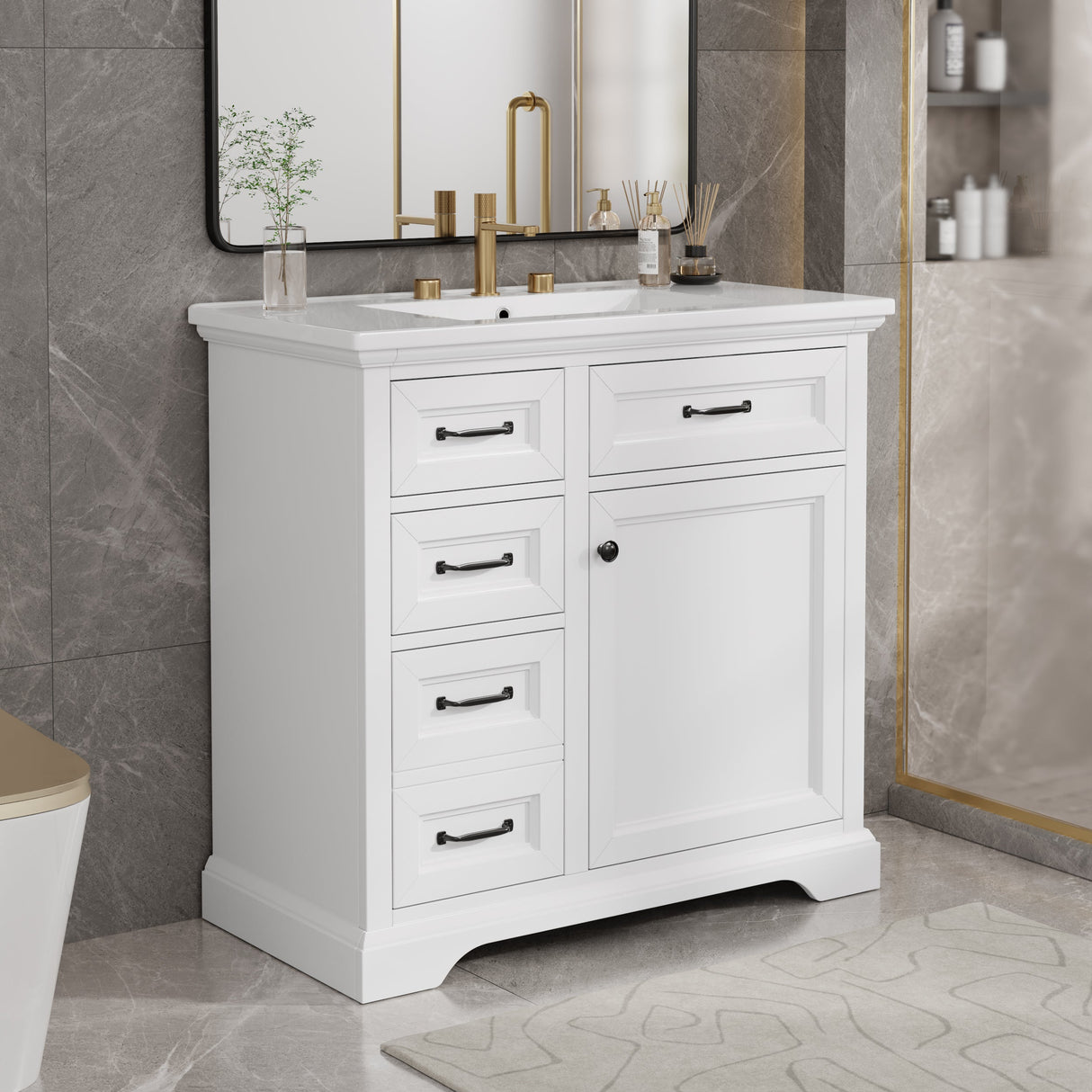 36-Inch Bathroom Vanity with Ceramic Sink Top