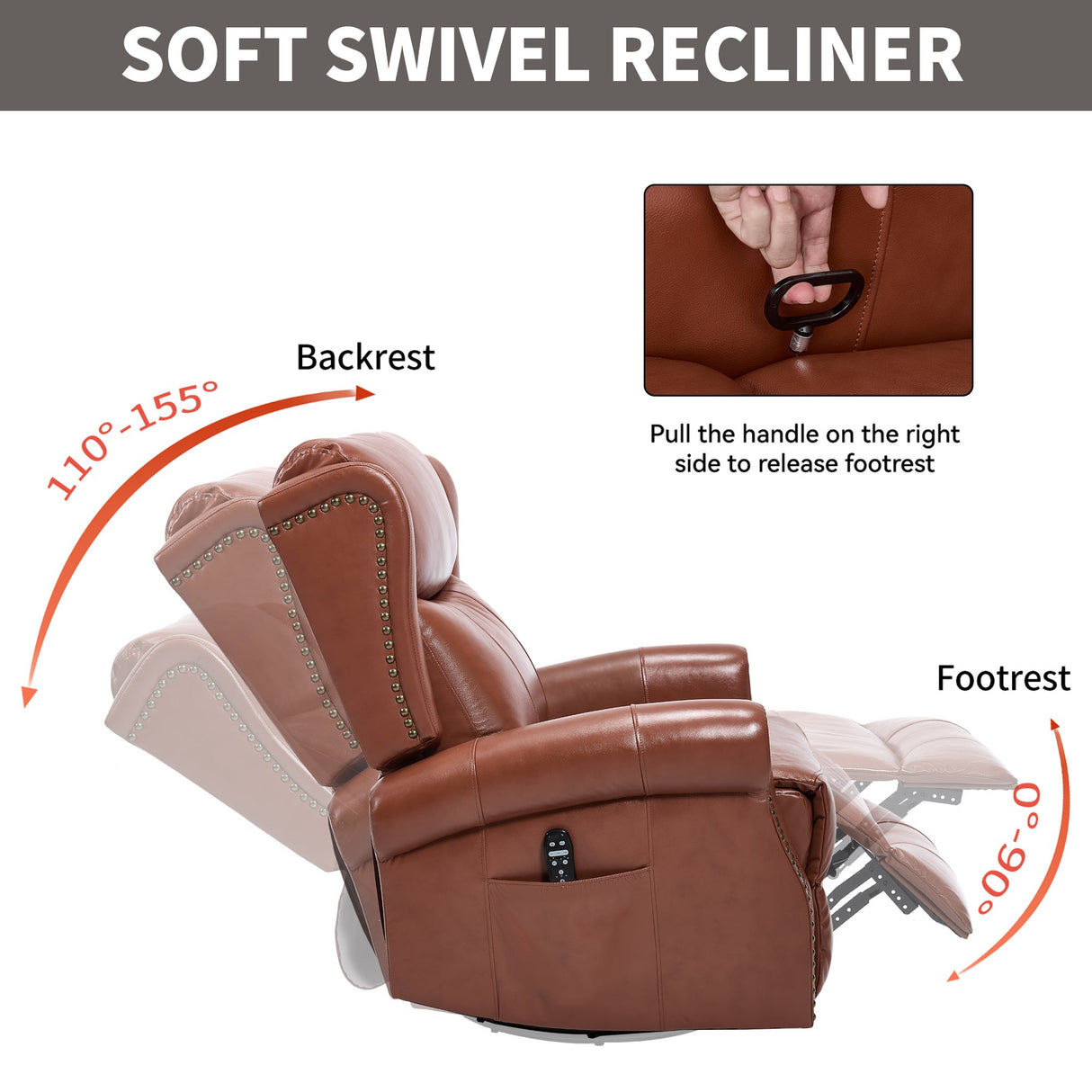 Heat Massage Manual Recliner Chair with Rocker and Swivel
