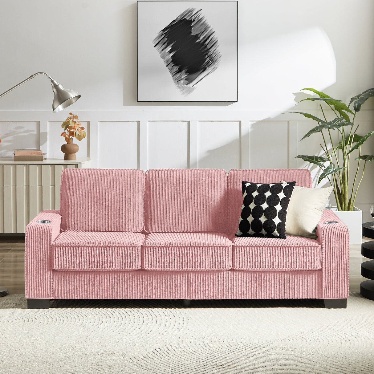 Modern Corduroy 3-Seater Sofa