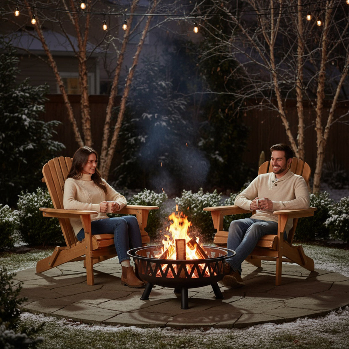 Outdoor Wooden Folding Adirondack Chair Set of 2