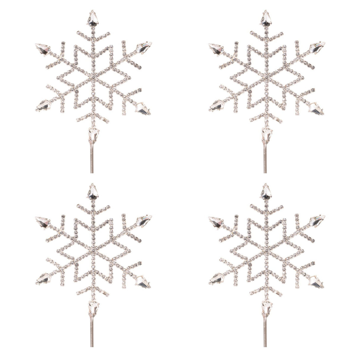 Jeweled Snowflake Stem (Set of 4); Silver