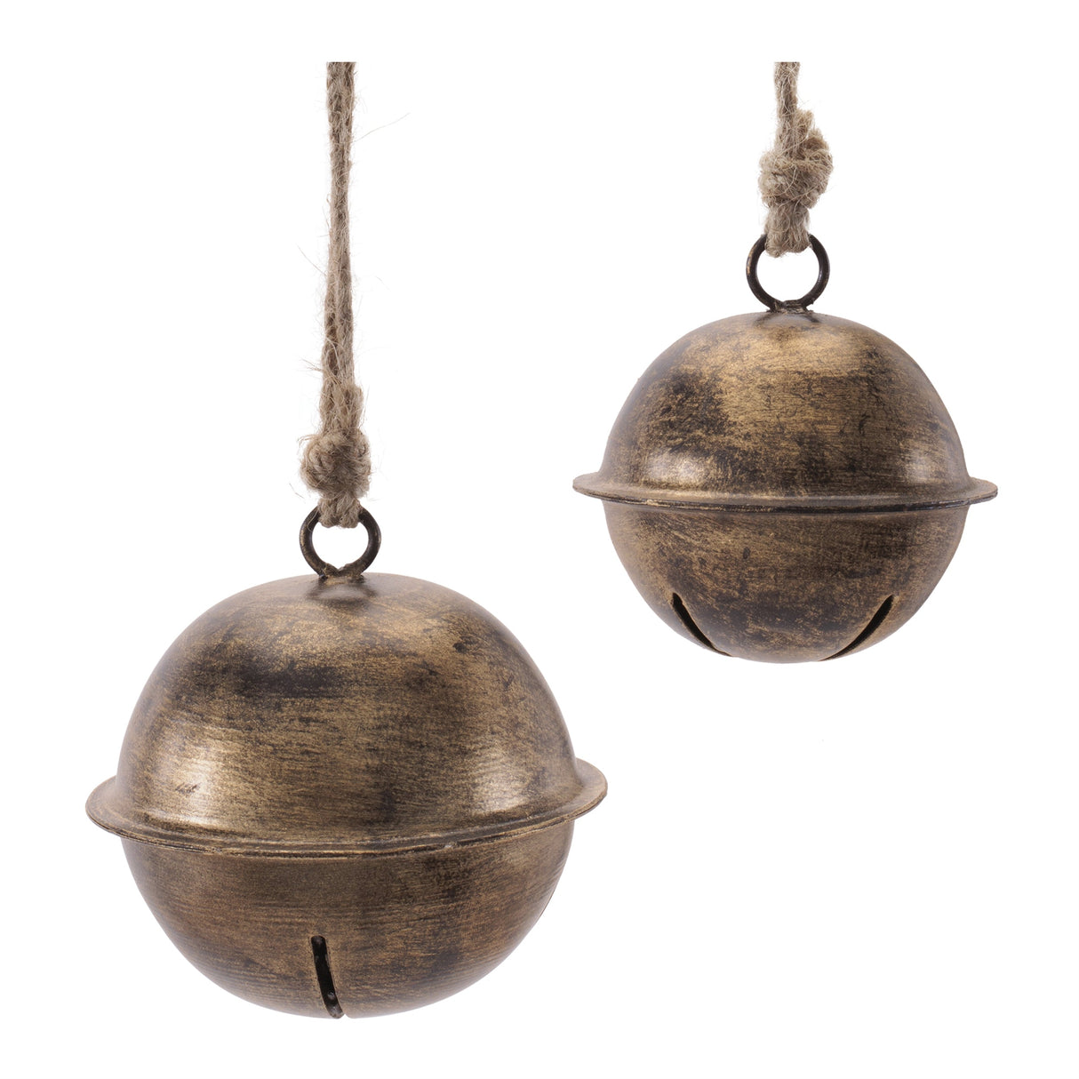 Iron and Jute Bell Ornament Set of 8 – 3" & 4"D