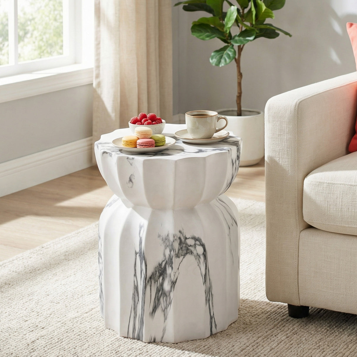 19.29"H Modern Outdoor Concrete Side Table