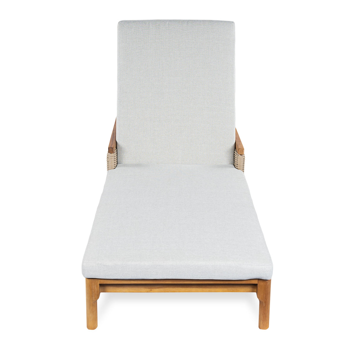 76.8" Solid Acacia Wood Sun Lounger Set of 2 with Grey Cushions