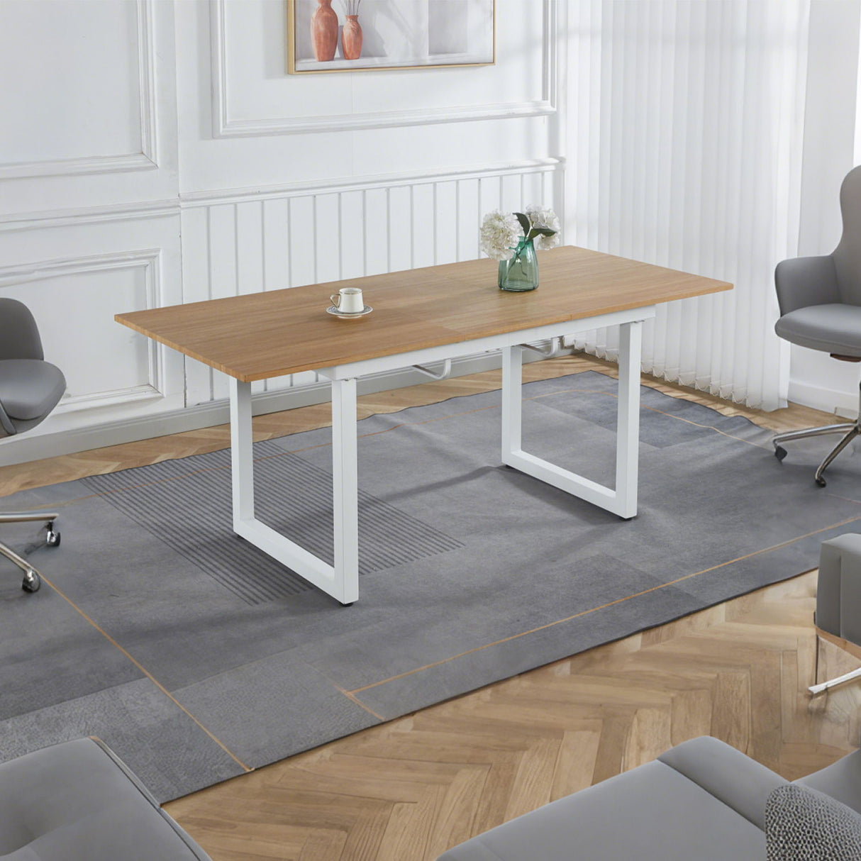 Square Extendable Dining Table With Metal Legs